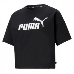 PUMA T-SHIRT CROP ESSENTIAL LOGO DONNA Nero