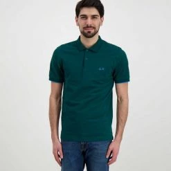 SUN 68 POLO CON PIPING Verde -Strada Moda sun 68 a32110 polo con piping casual uomo 044816101 50 2