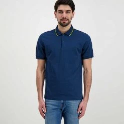SUN 68 POLO CON PIPING Blu -Strada Moda sun 68 a32110 polo con piping casual uomo 044816301 80 2