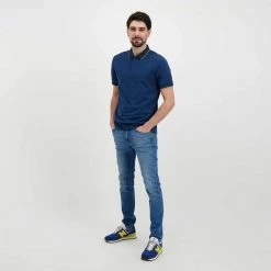 SUN 68 POLO CON PIPING Blu -Strada Moda sun 68 a32110 polo con piping casual uomo 044816301 80 5