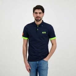 SUN 68 POLO MACRO LOGO FLUO Blu -Strada Moda sun 68 a32120 polo macro logo fluo casual uomo 044817001 07 5