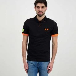 SUN 68 POLO MACRO LOGO FLUO Nero -Strada Moda sun 68 a32120 polo macro logo fluo casual uomo 044817101 11 3