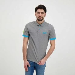 SUN 68 POLO MACRO LOGO FLUO Grigio -Strada Moda sun 68 a32120 polo macro logo fluo casual uomo 044817201 34 5