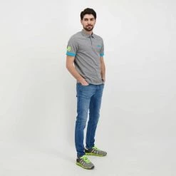 SUN 68 POLO MACRO LOGO FLUO Grigio -Strada Moda sun 68 a32120 polo macro logo fluo casual uomo 044817201 34 6