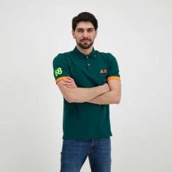 SUN 68 POLO MACRO LOGO FLUO Verde -Strada Moda sun 68 a32120 polo macro logo fluo casual uomo 044817301 50 5