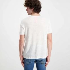 SUN 68 T-SHIRT IN LINO Bianco -Strada Moda sun 68 t32136 t shirt in lino casual uomo 044820501 01 3
