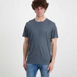 SUN 68 T-SHIRT IN LINO Grigio -Strada Moda sun 68 t32136 t shirt in lino casual uomo 044820801 99 2