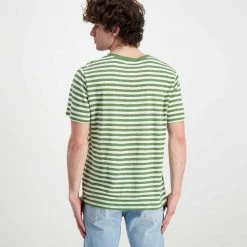 SUN 68 T-SHIRT IN LINO A RIGHE Bianco, Verde -Strada Moda sun 68 t32137 t shirt in lino a righe casual uomo 044821101 1907 3
