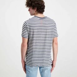 SUN 68 T-SHIRT IN LINO A RIGHE Bianco, Grigio -Strada Moda sun 68 t32137 t shirt in lino a righe casual uomo 044821201 9918 3