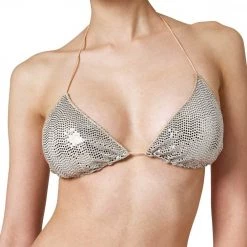 SUNDEK TRIANGOLO PAILETTES JENNIFER DONNA Oro -Strada Moda sundek w101ktl6700 top triangolo micro pailettes donna mare donna 045083501 79200 3