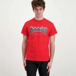 THRASHER T-SHIRT FLAME -Strada Moda thrasher 311019 t shirt flame street style uomo 044800601 red 2