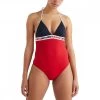 TOMMY HILFIGER COSTUME INTERO ELASTICO LOGO DONNA Rosso -Strada Moda tommy hilfiger uw0uw03706 costume intero elastico logo donna mare donna 045106901 dw5 1