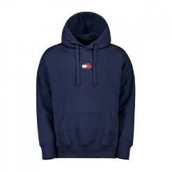 TOMMY JEANS FELPA CON CAPPUCCIO TOMMY BADGE Blu