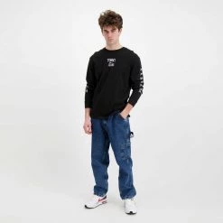 TOMMY JEANS MAGLIA MANICA LUNGA HOMESPUN GRAPHIC Nero -Strada Moda tommy jeans dm0dm12422 maglia manica lunga homespun graphic casual uomo 045117501 bds 6