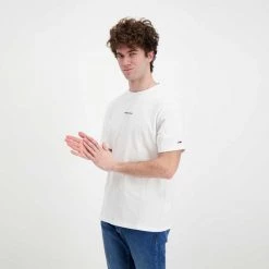 TOMMY JEANS T-SHIRT D2 TINY LINEAR Bianco -Strada Moda tommy jeans dm0dm12852 t shirt d2 tiny linear casual uomo 045110301 ybr 4