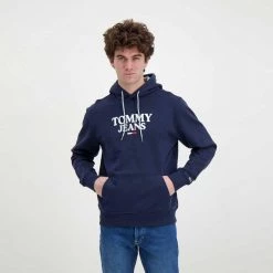 TOMMY JEANS FELPA CON CAPPUCCIO ENTRY Blu -Strada Moda tommy jeans dm0dm12941 felpa con cappuccio entry casual uomo 045111201 c87 5