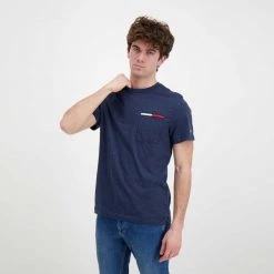 TOMMY JEANS T-SHIRT ESSENTIAL TASCHINO Blu -Strada Moda tommy jeans dm0dm13063 t shirt essential flag pocket casual uomo 045111401 c87 4
