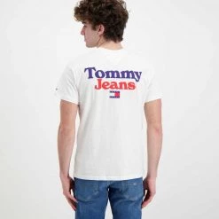 TOMMY JEANS T-SHIRT LOGO RETRO Bianco -Strada Moda tommy jeans dm0dm13293 t shirt back graphic casual uomo 045112201 ybr 4