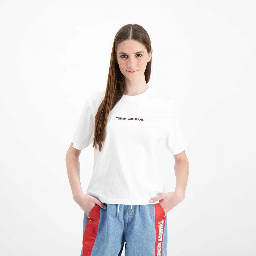 TOMMY JEANS T-SHIRT CON LOGO RICAMATO DONNA Bianco 5 TOMMY JEANS T-SHIRT CON LOGO RICAMATO DONNA Bianco - immagine 3