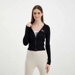 TOMMY JEANS CARDIGAN FULL ZIP CON CAPPUCCIO DONNA Nero -Strada Moda tommy jeans dw0dw11717 cardigan full zip con cappuccio donna casual donna 045108701 bds 5