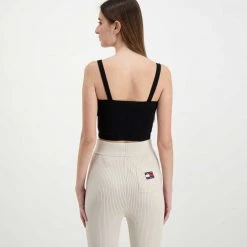 TOMMY JEANS CANOTTA CROP CON LOGO DONNA Nero -Strada Moda tommy jeans dw0dw11875 canotta crop con logo donna casual donna 045109001 bds 4