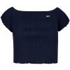 TOMMY JEANS T-SHIRT CROP SPALLE SCOPERTE DONNA Blu -Strada Moda tommy jeans dw0dw12599 top crop rib off shoulder donna casual donna 045113601 c87 1