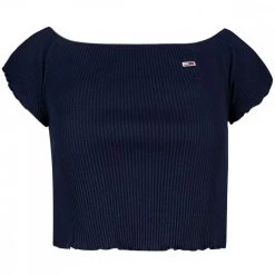 TOMMY JEANS T-SHIRT CROP SPALLE SCOPERTE DONNA Blu
