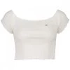 TOMMY JEANS T-SHIRT CROP SPALLE SCOPERTE DONNA Bianco -Strada Moda tommy jeans dw0dw12599 top crop rib off shoulder donna casual donna 045113701 ybr 1