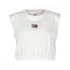 TOMMY JEANS CANOTTA CROP CON ELASTICO DONNA Bianco -Strada Moda tommy jeans dw0dw12609 canotta crop elasticated donna casual donna 045113901 ybr 1
