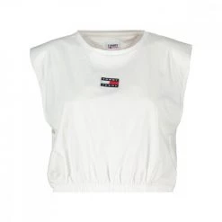 TOMMY JEANS CANOTTA CROP CON ELASTICO DONNA Bianco