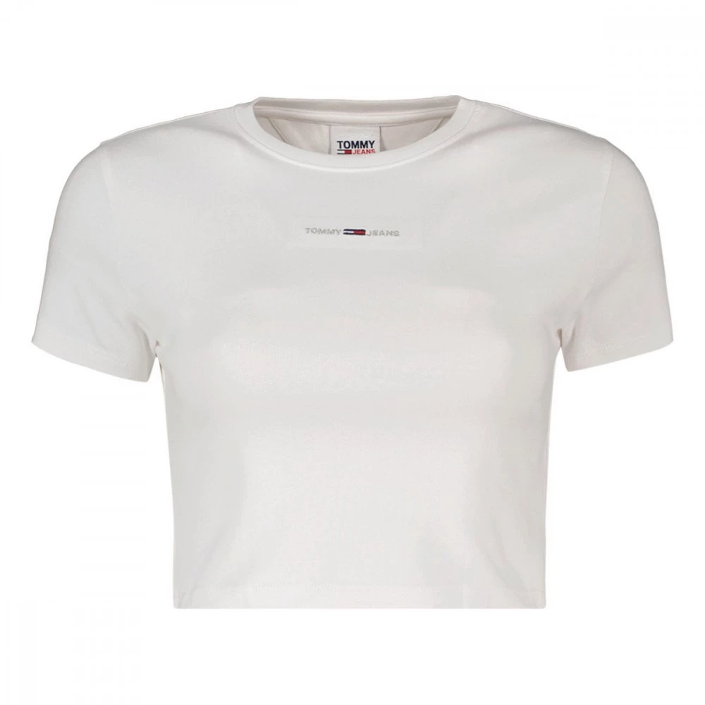 TOMMY JEANS T-SHIRT CROP A COSTE LOGO DONNA Bianco 3 TOMMY JEANS T-SHIRT CROP A COSTE LOGO DONNA Bianco