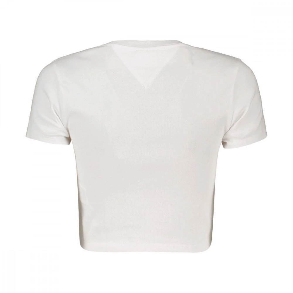 TOMMY JEANS T-SHIRT CROP A COSTE LOGO DONNA Bianco 4 TOMMY JEANS T-SHIRT CROP A COSTE LOGO DONNA Bianco - immagine 2