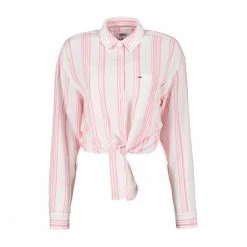 TOMMY JEANS CAMICIA CON NODO DONNA Bianco, Rosa
