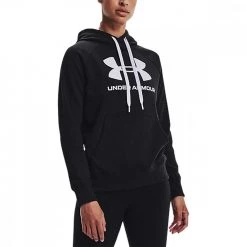 UNDER ARMOUR FELPA CON CAPPUCCIO RIVAL FLEECE LOGO DONNA Nero -Strada Moda under armour 1356318 rival fleece logo hoodie abbigliamento training e palestra donna 044066601 001 3