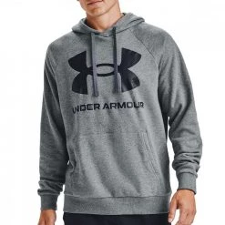 UNDER ARMOUR FELPA CON CAPPUCCIO BIG LOGO Grigio -Strada Moda under armour 1357093 felpa con cappuccio big logo abbigliamento training e palestra uomo 045169701 012 3