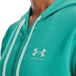 UNDER ARMOUR FELPA ZIP RIVAL TERRY DONNA Verde -Strada Moda under armour 1369853 felpa zip rival terry donna abbigliamento training e palestra donna 044941901 369 5
