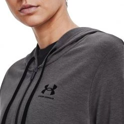 UNDER ARMOUR FELPA FULL ZIP CON CAPPUCCIO RIVAL TERRY DONNA Grigio 11 UNDER ARMOUR FELPA FULL ZIP CON CAPPUCCIO RIVAL TERRY DONNA Grigio -Strada Moda under armour 1369853 rival terry fz hoodie abbigliamento training e palestra donna 046617601 010 5