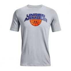 UNDER ARMOUR T-SHIRT BBALL BRANDED WORDMARK Grigio