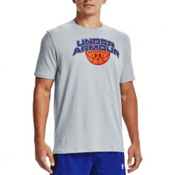 UNDER ARMOUR T-SHIRT BBALL BRANDED WORDMARK Grigio -Strada Moda under armour 1370233 t shirt bball branded wordmark abbigliamento basket uomo 044616701 011 3