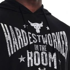 UNDER ARMOUR FELPA CON CAPPUCCIO PROJECT ROCK TERRY Nero -Strada Moda under armour 1370458 felpa con cappuccio project rock abbigliamento training e palestra uomo 044905601 001 5