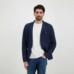 V2 GIACCA IN LINO SARTORIALE Blu -Strada Moda v2 gusli giacca in lino sartoriale casual uomo 045118801 bl 5