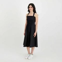 WOOLRICH ABITO MEDIO POPLINE DONNA Nero -Strada Moda woolrich cfwwdr0098frut3027 abito popeline medium donna casual donna 044674101 100 3