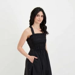 WOOLRICH ABITO MEDIO POPLINE DONNA Nero -Strada Moda woolrich cfwwdr0098frut3027 abito popeline medium donna casual donna 044674101 100 5